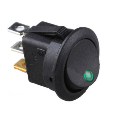 Car Auto Round DOT Green LED Rocker Toggle Switch 3 Pin on/off 12V